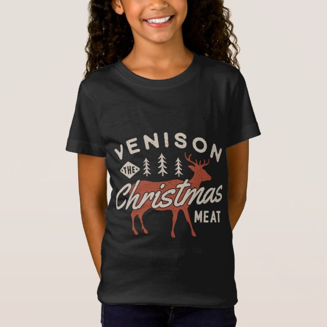 Camiseta Engraçado Reindeer Venison Natal (Frente)