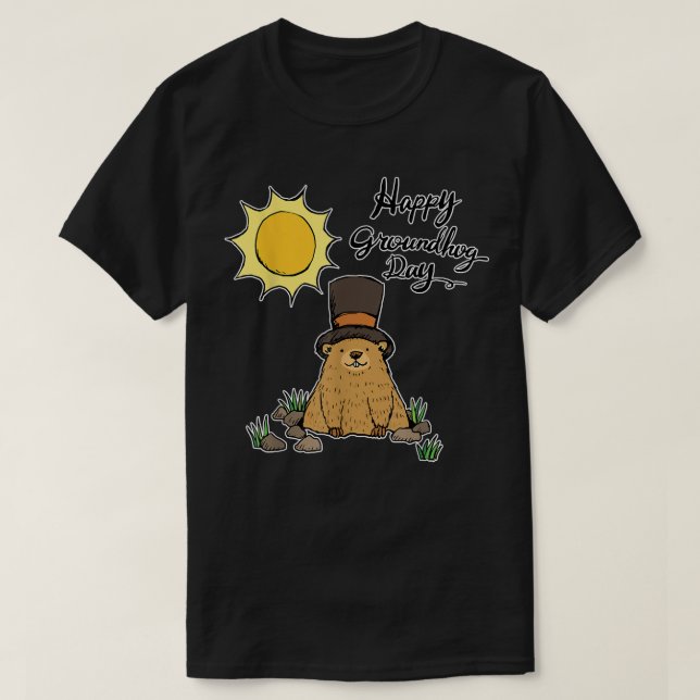 Camiseta Engraçado Respeitar O Dia Do Groundhog (Frente do Design)
