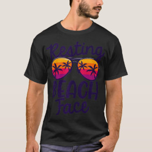 Camiseta Engraçado Resting Beach Faces Retro Vintage Girl V