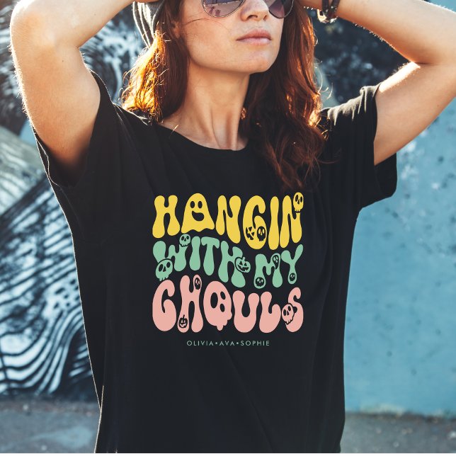 Camiseta Engraçado, Retro Halloween, Nome Personalizado (Criador carregado)