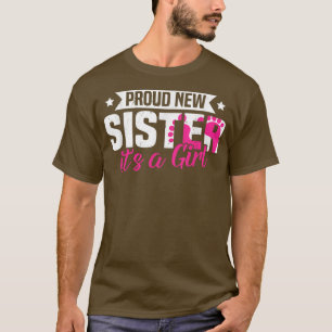 Camiseta Engraçado Retro Orgulhosa Nova Irmã É uma Menina S