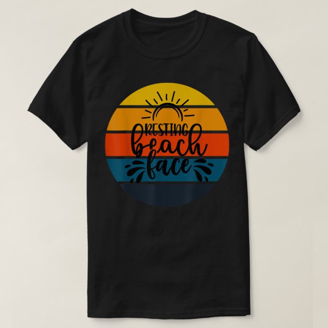 Camiseta Engraçado Retro Sunset Resting Face Beach Cruise S (Frente do Design)