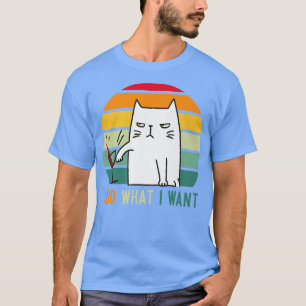 Camiseta Engraçado Retro Vintage Cat Eu faço o que eu quero