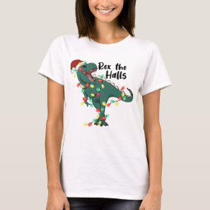 Camiseta Engraçado Rex De Natal Os Halls T-rex