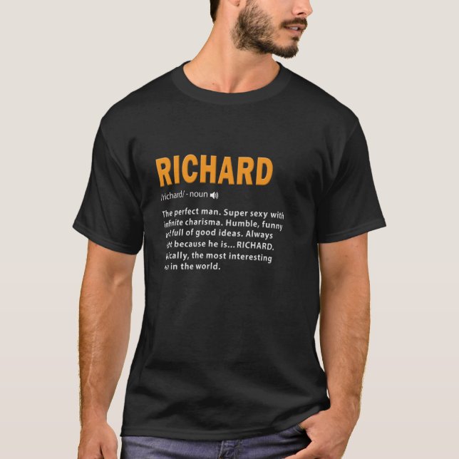 Camiseta Engraçado Richard Definition Pai Husband Birthday  (Frente)