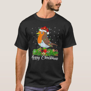Camiseta Engraçado Robin Bird Lover Matando Santa Hat Robin