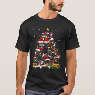 Camiseta Engraçado Rottweiler Cachorro Árvore de Natal Bo