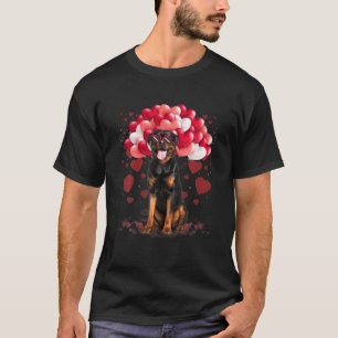 Camiseta Engraçado Rottweiler Dia de os namorados do Coraçã