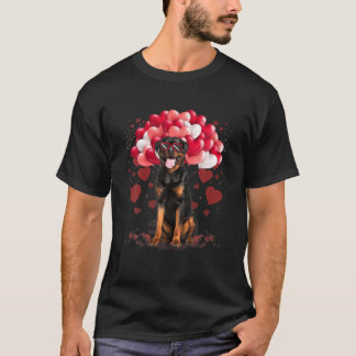 Camiseta Engraçado Rottweiler Dia de os namorados do Coraçã