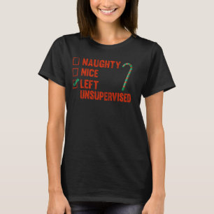 Camiseta Engraçado Roupa de Natal, Naughty, Nice, Deixou In