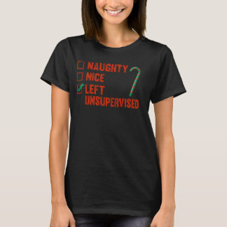 Camiseta Engraçado Roupa de Natal, Naughty, Nice, Deixou In