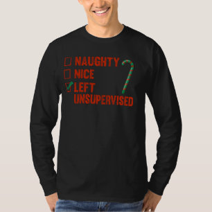 Camiseta Engraçado Roupa de Natal, Naughty, Nice, Deixou In