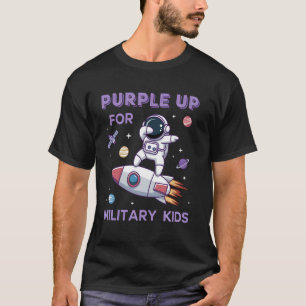 Camiseta Engraçado Roxo Militar Crianças Mês da Criança Mil