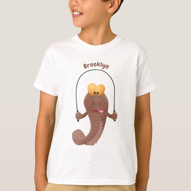 Camiseta Engraçado saltando desenho de peixe (Frente)