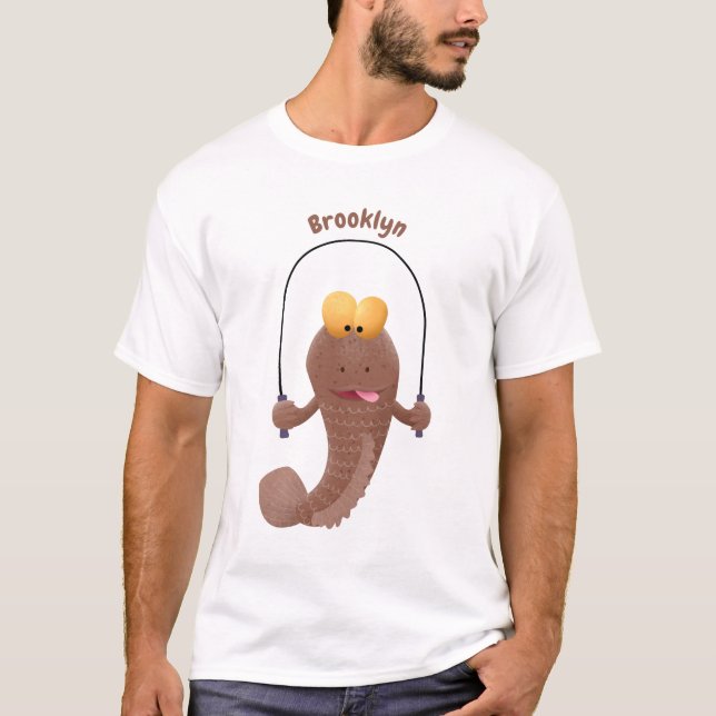 Camiseta Engraçado saltando desenho de peixe (Frente)