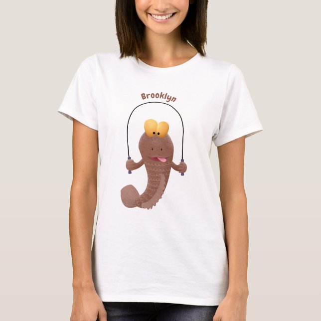 Camiseta Engraçado saltando desenho de peixe (Frente)