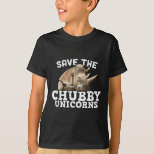 Camiseta Engraçado Salvar Os Unicórnios Chubby - Gordura Ri