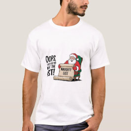 Camiseta Engraçado Santa Claus Naughty List Design de Natal