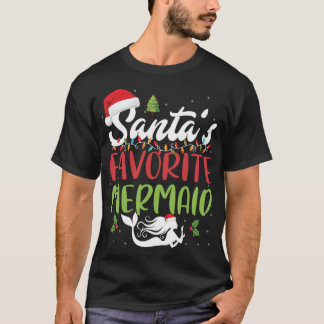 Camiseta Engraçado Santas Favoritas Sereia Natal Santa Hat 