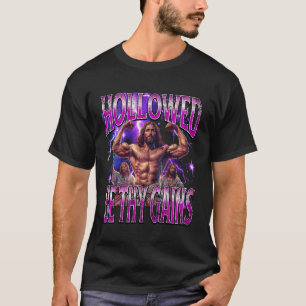 Camiseta Engraçado Santificado Sejam Teus Ganhos Ginásio Je