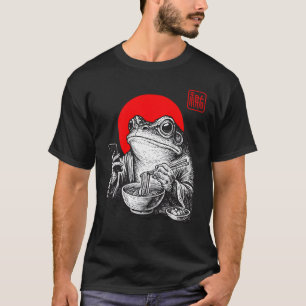 Camiseta Engraçado Sapo Coma Ramen e Rola Arte Telefônica