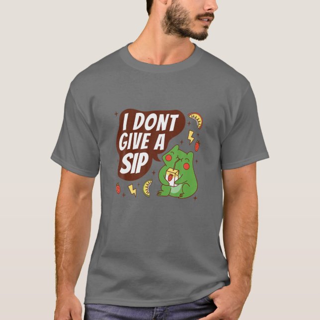 Camiseta Engraçado Sapo Kawaii - Eu não dou uma caneca (Frente)