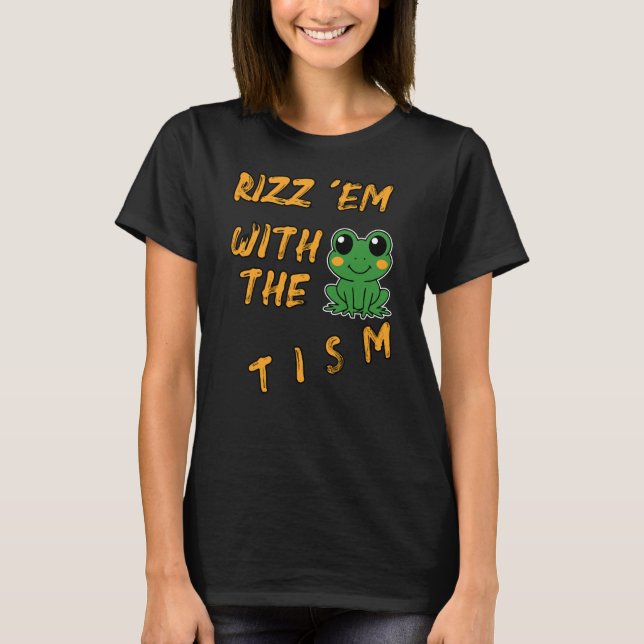 Camiseta Engraçado Sapo Rizz Em Com O Tismo (Frente)