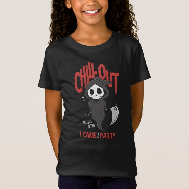 Camiseta Engraçado Sarcástico GrimReaper Figurino de Festa  (Frente)