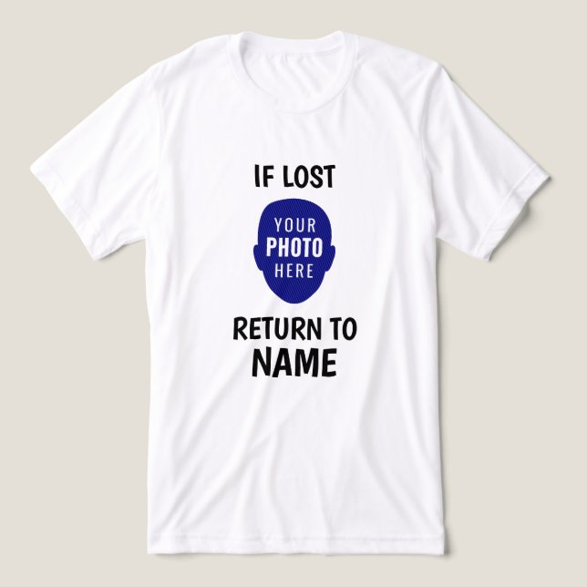 Camiseta Engraçado Se Perdido Devolver Para Foto Personaliz (Design frontal)