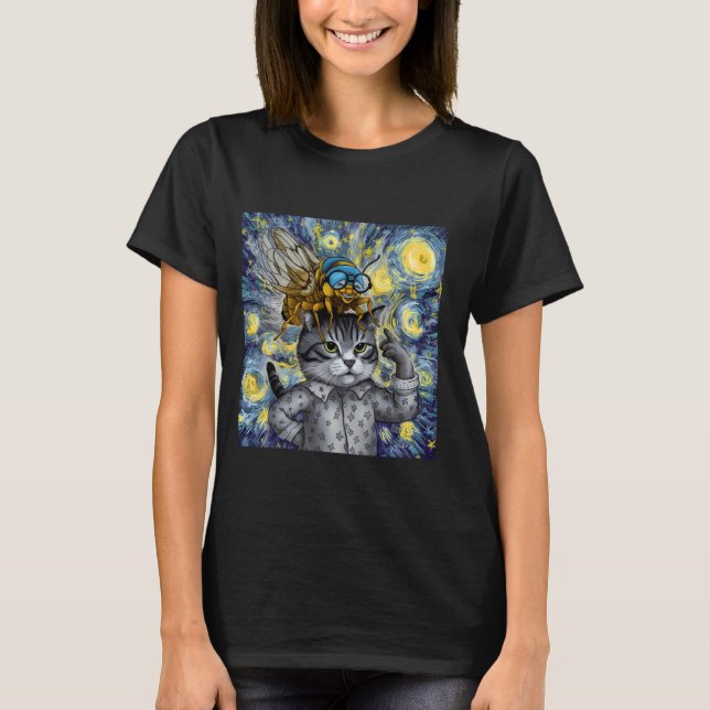 Camiseta Engraçado Selfie De Gato Com A Invasão De Cicadas  (Frente)