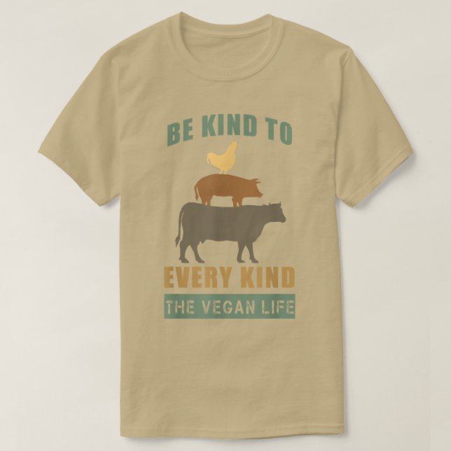 Camiseta Engraçado ser gentil com toda Comida vegetariana (Frente do Design)
