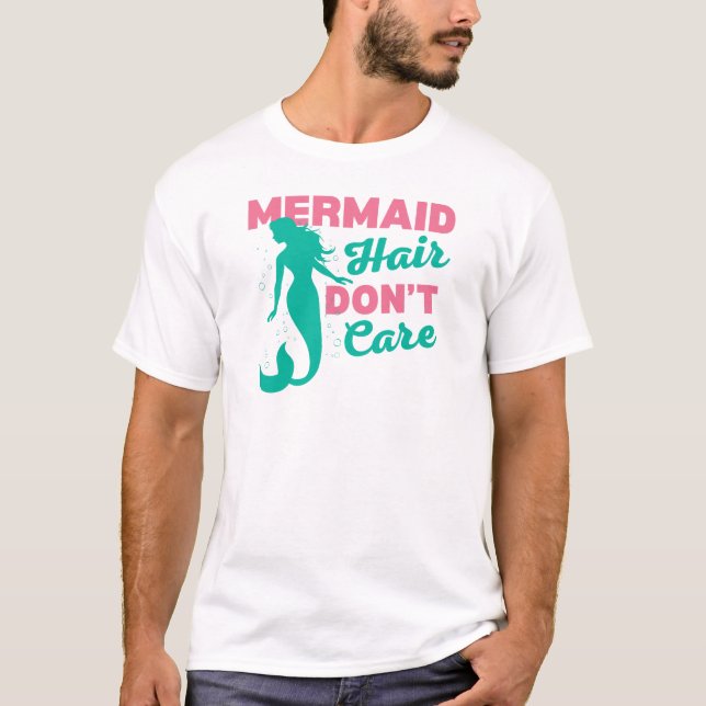 Camiseta Engraçado Sereia Cabelo Não se importa (Frente)