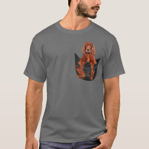 Camiseta Engraçado Setter Irlandês no seu Bolso para Red Se