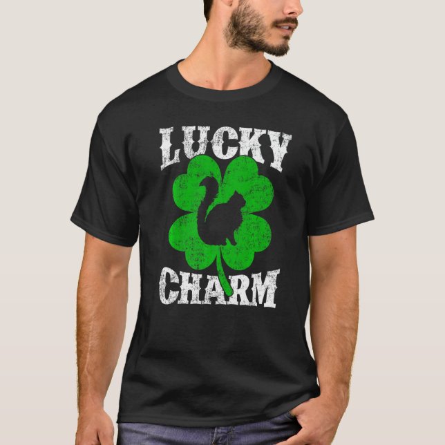 Camiseta Engraçado Shamrock Leaf Lucky Charm Balinese Cat R (Frente)