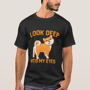 Camiseta Engraçado Shiba Inu Cão Uni Olhar Profundamente 