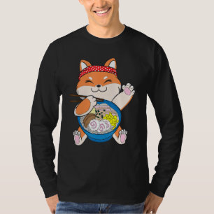 Camiseta Engraçado Shiba Inu Dog Ramen Japonês Dom
