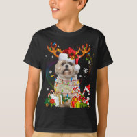 Engraçado Shih Tzu Christmas Reindeers Luzes de Na