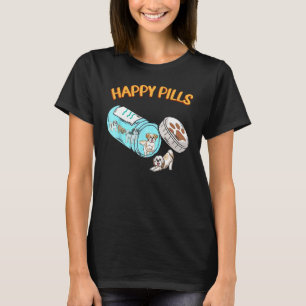 Camiseta Engraçado Shih Tzu Feliz Pílula Cachorro