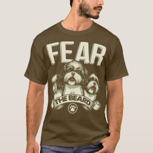 Camiseta Engraçado Shih Tzu Medo Da Barba 