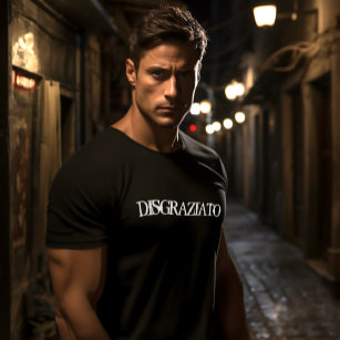 Camiseta Engraçado Siciliano dizendo preto no Disgraziato