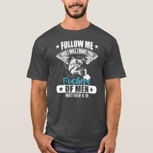 Camiseta Engraçado Siga-Me Fisher De Homens, Pesca Cristã