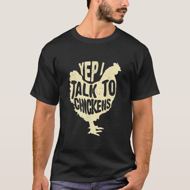 Camiseta Engraçado Sim, eu falo com galinhas Presente Legal (Frente)