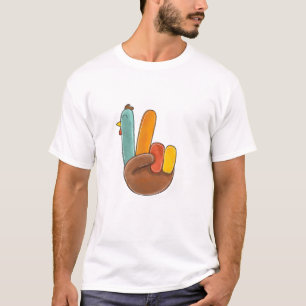 Camiseta Engraçado Sinal De Paz De Ação De Graças À Turquia