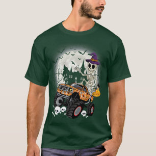 Camiseta Engraçado Skeleton Andando no Monster Truck Custo 