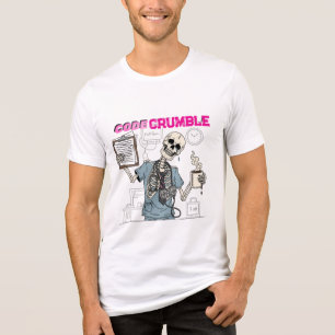 Camiseta Engraçado Skeleton "Code Crumble" Enfermeira Humor