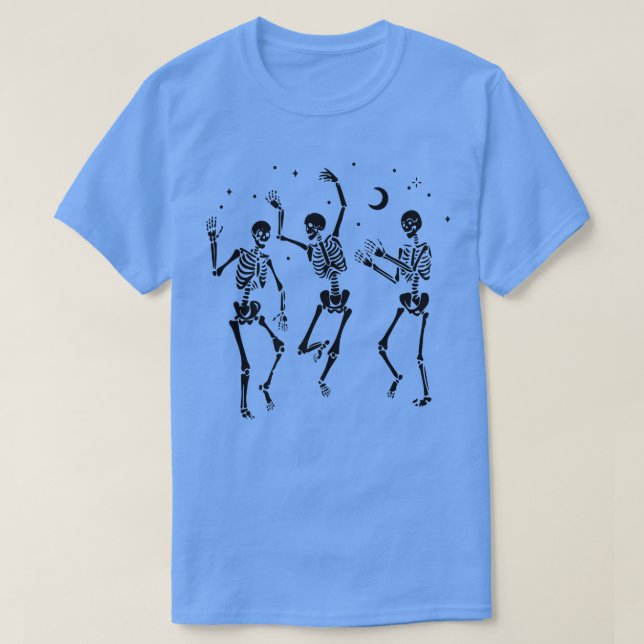 Camiseta Engraçado Skeleton Dançando A Lua Festa De Hallowe (Frente do Design)