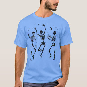 Camiseta Engraçado Skeleton Dançando A Lua Festa De Hallowe
