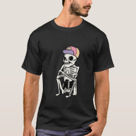 Camiseta Engraçado Skeleton esperando