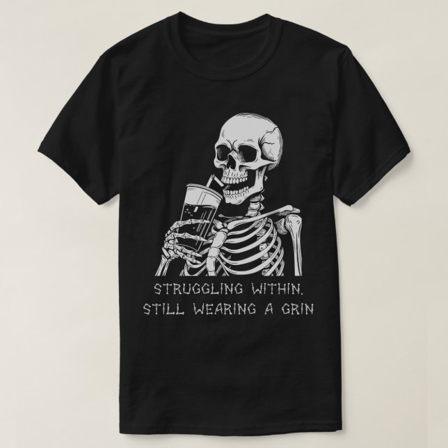 Camiseta Engraçado Skeleton preguiçoso Gótico Homens Mulher (Frente do Design)