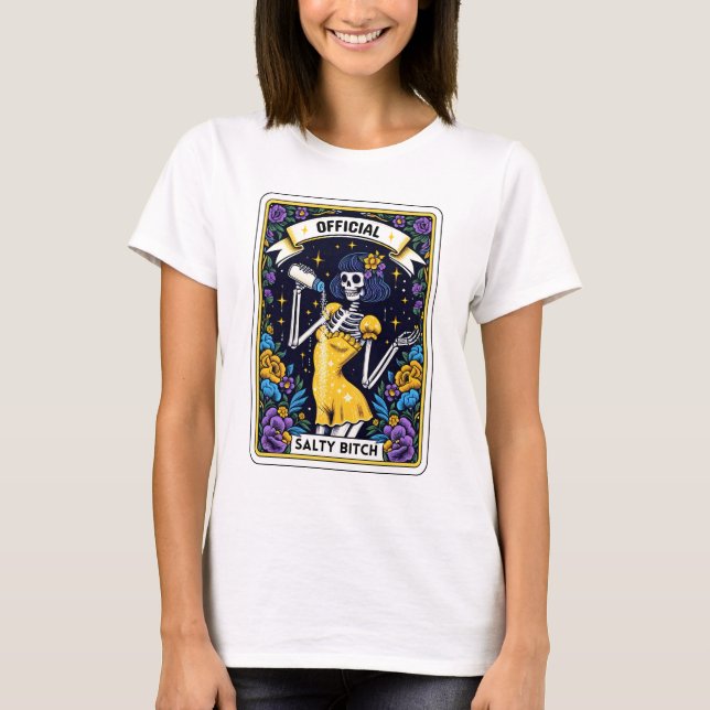 Camiseta Engraçado Skeleton Salty B Tarot (Frente)